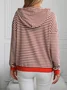 Loose Zipper Casual Striped Sweatshirt