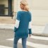 Women's Long Sleeve Blouse Spring/Fall Black Color Block V Neck Daily Going Out Casual Top