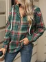Casual Plaid Hoodie Buckle Hoodie
