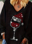 Jersey Christmas Wine Glass Casual Blouse