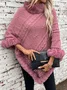 Fur Collar Elegant Plain Crew Neck Cloak