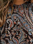Ethnic Cashew Flower Print Casual Sweatshirt