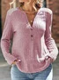 Plain Casual V Neck Knit Top