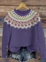 Maple Leaf Crew Neck Simple Sweater