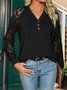 Plain Loose Casual V Neck Sweatshirt