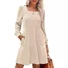 Women's Long Sleeve Spring/Fall Black Plain Crew Neck Daily Going Out Casual Mini A-Line Dress