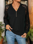 Plain Loose Casual V Neck Sweatshirt