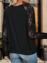 Plain Loose Casual V Neck Sweatshirt