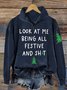 Regular Fit Christmas Snowman Casual Half Open Collar Sweatshirt