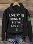 Regular Fit Christmas Snowman Casual Half Open Collar Sweatshirt