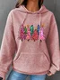 Pink Tree Christmas Simple Loose Hoodie