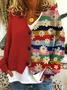 V Neck Knitted Casual Floral Cardigan