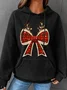 Christmas Coquette Bow Simple Loose Hoodie