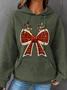 Christmas Coquette Bow Simple Loose Hoodie