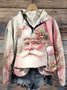 Regular Fit Christmas Snowman Casual Half Open Collar Sweatshirt