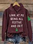 Regular Fit Christmas Snowman Casual Half Open Collar Sweatshirt