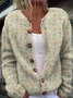 Cute Fresh Little Flowers Print Buttoned Cardigan Sweater