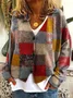 V Neck Knitted Casual Floral Cardigan