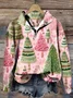 Half Open Collar Christmas Casual Sweatshirt