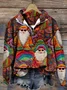Half Open Collar Christmas Casual Sweatshirt