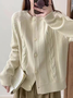 Plain Wool/Knitting Casual Loose Cardigan