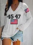 Women's Vintage 45 47 Print V Neck Raglan Sleeve Tee