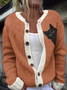 Crew Neck Casual Regular Fit Cardigan