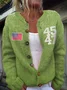 Flag Print Buttons Cardigan Sweater