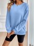 Crew Neck Loose Casual Plain Sweatshirt
