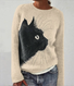 Simple Knitted Purple Floral Loose Sweater