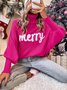 Casual Yarn/Wool Yarn Turtleneck Text Letters Sweater