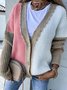 Loose Wrap Color Block Casual Cardigan
