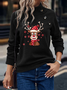 Christmas Elk Mock Neck Casual Loose Sweatshirt