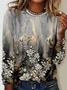 Casual Floral Loose Jersey T-Shirt