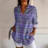 Women's Purple Art Plaid Print Casual Long Sleeve Shirt