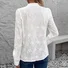 Women's Long Sleeve Shirt Spring/Fall White Plain Buckle Crew Neck Daily Going Out Casual Top