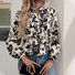 Women's Long Sleeve Shirt Spring/Fall Purplish blue Floral Buckle Stand Collar Daily Going Out Casual Top