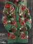 Vintage Christmas Floral Embroidery Pattern Women's Hooded Sweater Cardigan