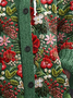Vintage Christmas Floral Embroidery Pattern Women's Hooded Sweater Cardigan