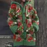 Vintage Christmas Floral Embroidery Pattern Women's Hooded Sweater Cardigan