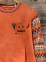 Halloween Pumpkin Cat Design Casual Sweatshirt