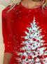 Christmas Tree Design Round Neck T-Shirt