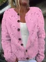 Women's Breast Cancer Pink Heart Cardigan Sweater Cardigan