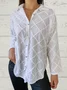 Plain Loose Casual Shawl Collar Shirt