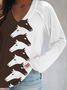 Women's Western Horse Print Loose V Neck Casual Cotton T-Shirt