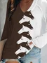 Women's Western Horse Print Loose V Neck Casual Cotton T-Shirt