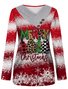 Casual Regular Fit Christmas V Neck T-Shirt