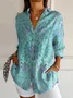 Women's Colorful Retro Totem Print Casual Cotton Shirt