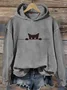 Women's Casual Funny Black Cat Print Hoodie