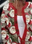 Women's Santa Claus Print Knit Cardigan